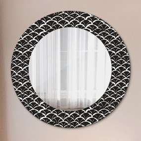 Oglinda rotunda rama cu imprimeu Scale orientale