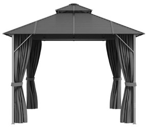 Pavilion cu pereti laterali si acoperis dublu, antracit, 3x4 m 3 x 4 m, Cu perete lateral