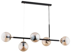 Lustră pe cablu DANSA 5xE14/10W/230V alamă/negru