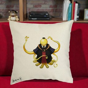 Perna Personalizata Assassination Classroom Koro-sensei, 40x40 cm, Ecru, Husa Detasabila, Perna Inclusa, BEKZ®