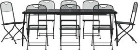 vidaXL Set de masă pentru grădină, 9 piese, plasă metalică antracit