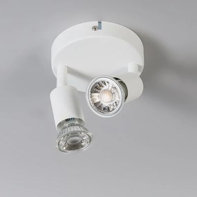 Spotlight modern alb inclinabil rotund cu 2 lumini - Jeany