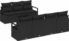 vidaXL Set de canapele pentru grădină cu pernă Manual 8 pcs Negru