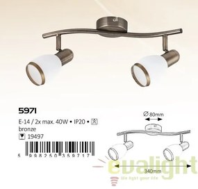 Lustra, Plafoniera cu 2 spoturi design modern, finisaj bronz, Elite 5971 RX
