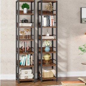 Biblioteca de colt, nuc/negru, 190x35x35 cm