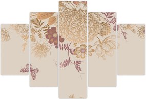 Tablou - Vintage, flori și fluturi (150x105 cm)