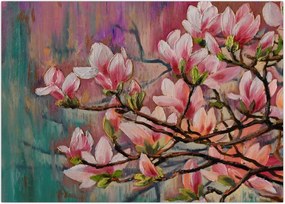 Tablou - Pictură în ulei, Sakura în floare (70x50 cm)