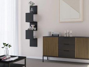 Polita de perete SUNEDO 25x125 cm, neagra