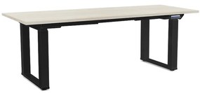 Masă înălțime reglabilă OfficeTech Strong 200 x 80 cm, picioare negre, frasin alb