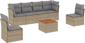 vidaXL Set canapele de grădină, 7 piese, cu perne, bej, poliratan
