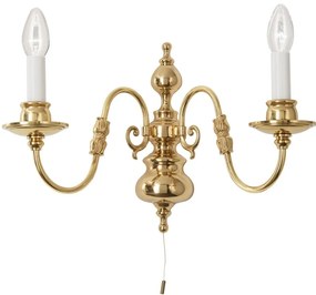 Aplica de perete cu 2 brate design clasic FLAMISCH, alama lucioasa