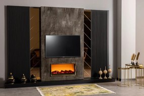 Unitate de perete cu semineu decorativ viva (310/210 cm)