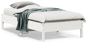 vidaXL Cadru pat fără saltea, alb, 90x190 cm, lemn masiv de pin