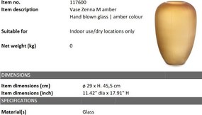 Vas decorativ din sticla design LUX Zenna M, amber