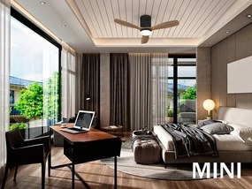 Lustra LED cu Ventilator si telecomanda Siroco MINI negru/nuc