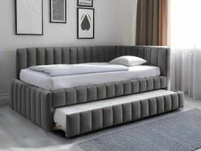 OFERTA Pat tapitat COMFINO VELVET cu pat suplimentar 120x200 cm gri calitate II