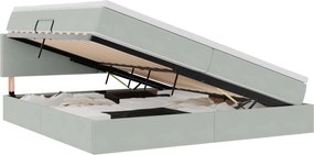 vidaXL Pat cu storage cu saltea Gri deschis 200 x 200 cm Catifea