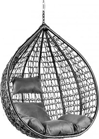 Scaun suspendat negru KOKON fara stativ, perna gri