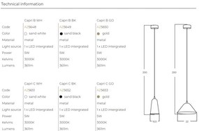 Pendul LED din metal design decorativ CAPRI B auriu