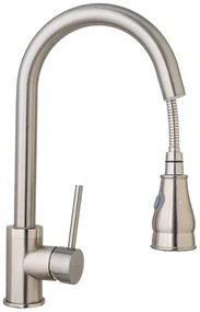 Baterie bucatarie para dus extractabila , inox satinat perlator doua functii TRENDY S