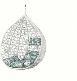 Scaun suspendat alb KOKON fara suport, perna verde-alb