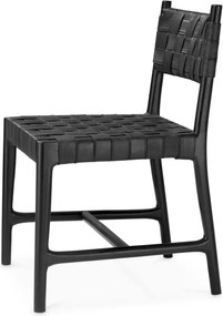 Scaun design LUX, Piele clasica neagra, Lemn, Tiberio