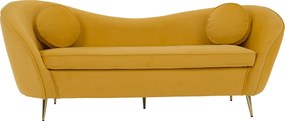 Canapea cu 3 locuri de design, ţesătură Velvet galbenă/gold crom auriu, EZIO TYP 3