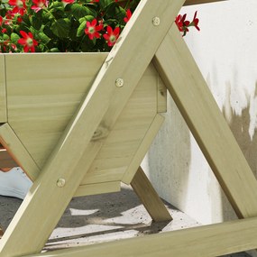 Outsunny Pat vertical cu 3 etaje din lemn, jardiniere 3 compartimente cu orificii de scurgere Verde | Aosom Romania