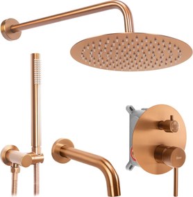 Set de duș incastrat Rea Lungo Copper Brush Auriu cu BOX