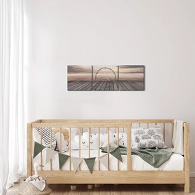 Tablou - Pier la apus de soare (cu ceas) (90x30 cm)