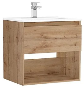 MOBILIER DAILY 60X46X56.5 STEJAR RUSTIC,1 SERTAR+RAFT,CU LAVOAR Stejar, 600x460 mm