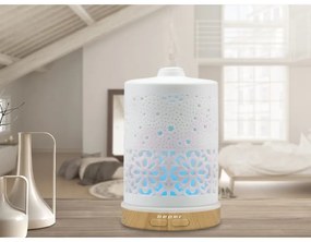 Difuzor de aromа Beper 70.404, USB 5V, 100 ml, 2 trepte, Capac ceramic, Lumina LED, 7 culori, Alb