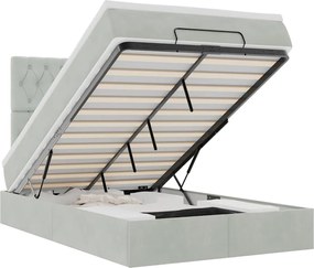 vidaXL Cadru de pat otoman cu saltele Gri deschis 120x200cm catifea