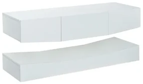 Mobilier TV Suspendat Modern cu Iluminare LED, 3 Rafturi, din PAL, 180x40 cm - Dulap TV Special, Alb