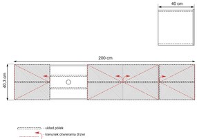 Comodă TV Asha suspendat 200 cm cu nișă - alb mat