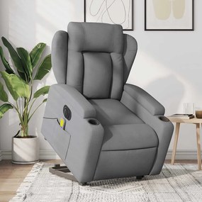 vidaXL Fotoliu electric masaj rabatabil cu ridicare, gri închis textil
