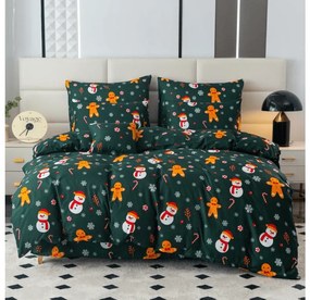 Lenjerie de pat din microfibra SNOWMAN SI TURTA DULCE verde Dimensiune lenjerie de pat: 70 x 90 cm | 140 x 200 cm