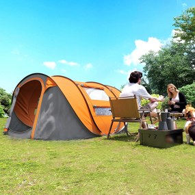 Outsunny Cort de Camping Pop Up pentru 2 Persoane cu 2 Uși, 4 Ferestre și Înveliș Impermeabil, 263.5x220x123 cm, Verde | Aosom Romania