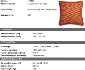 Perna decorativa design LUX Doris L orange, 60x60cm