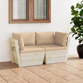 Canapea gradina din paleti, 2 locuri, cu perne, lemn de molid