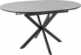 Masa extensibila GASTON, alb mat cu efect de marmura, ceramica/metal,
