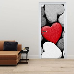 Fototapet pentru ușă - Inimioare din lemn (95x205cm)