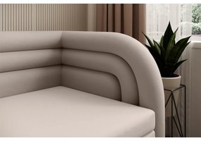 Canapea bej extensibilă/cu spațiu de depozitare cu tapițerie din catifea cu colț pe partea dreaptă 223 cm Fabillo – ELTAP