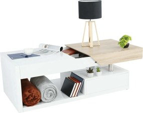 Masuta cafea MELIDA, alb/stejar sonoma, 120x60x43 cm