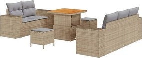 vidaXL Set de canapele pentru grădină 8 pcs Bej poliratan