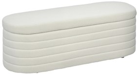 HOMCOM Bancă pentru Pat, Bancă Tapițată din Lână cu Cadru din Lemn, Bancă Otomană de Depozitare, 116x41x 40,5 cm, Alb Crem