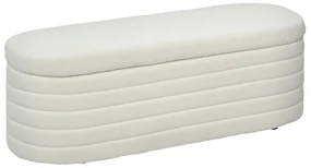 HOMCOM Bancă pentru Pat, Bancă Tapițată din Lână cu Cadru din Lemn, Bancă Otomană de Depozitare, 116x41x 40,5 cm, Alb Crem