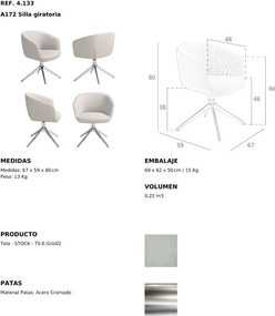 Scaun pivotant design modern Gris claro