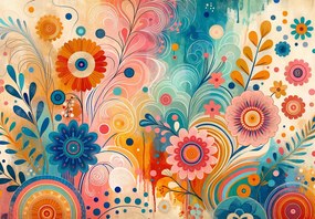 Fototapet - Flori colorate vesele (147x102 cm)