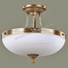 Lustra Dakar cu Diam 43 cm, Desing Clasic, Finisaj Bronz Antic, Abajur Alb - Bussy Lighting 3087-52-02B